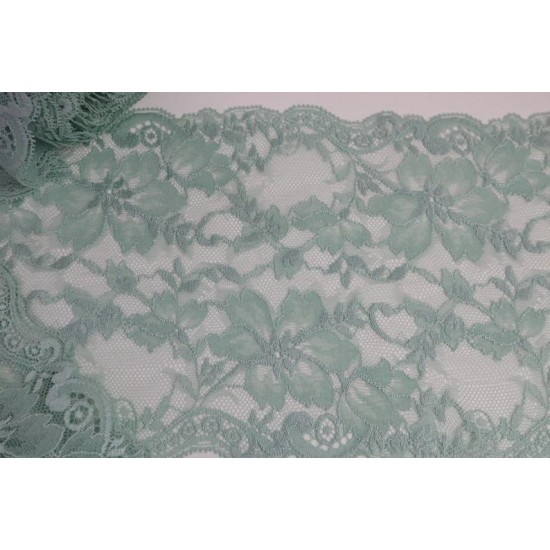 Fine Stretch Lace, Ming Green Colour, 6.5" / 16.5cm Width