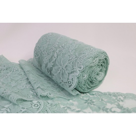 Fine Stretch Lace, Ming Green Colour, 6.5" / 16.5cm Width