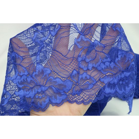 Fine Stretch Lace, Blue colour, 6.5" / 16.5cm Width