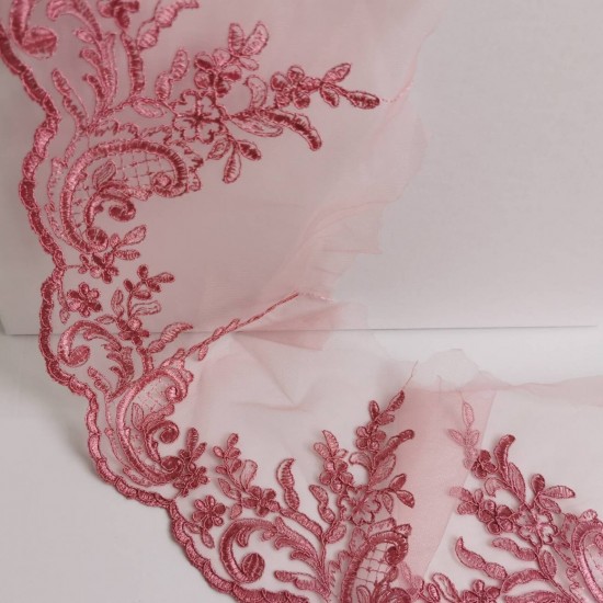 Lace Edging, Lace Trim Dusty rose colour 6.3" wide