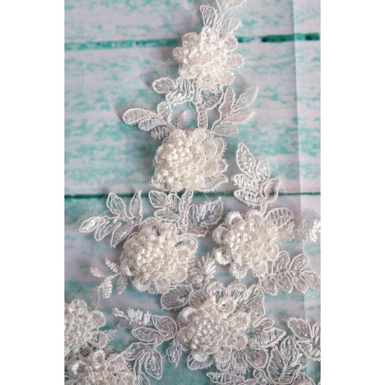 Lace Trim Off White colour, 3D Flowers Lace Trim 11.5"wide