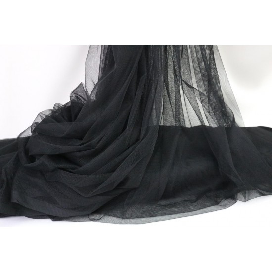 Extra Soft Italian Tulle Fabric, Black Colour, 59"wide