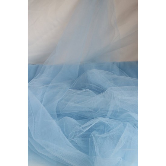 Soft Tulle Fabric, Sky Blue Colour, 118" / 3m Width