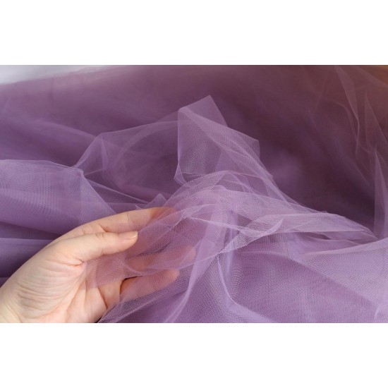 Soft Tulle Fabric, Dark Lilac Colour, 118" / 3m Width Soft Tulle Fabric, Dark Lilac Colour, 118" / 3m Width