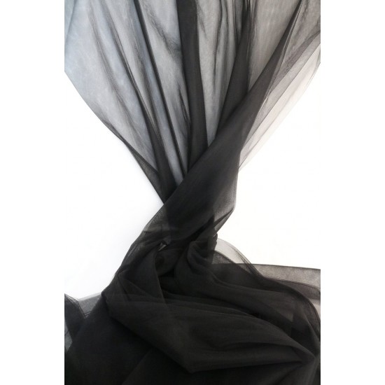 Soft Tulle Fabric, Black Colour, 118" / 3m Width Soft Tulle Fabric, Black Colour, 118" / 3m Width