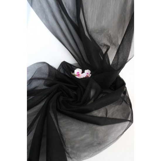 Soft Tulle Fabric, Black Colour, 118" / 3m Width Soft Tulle Fabric, Black Colour, 118" / 3m Width