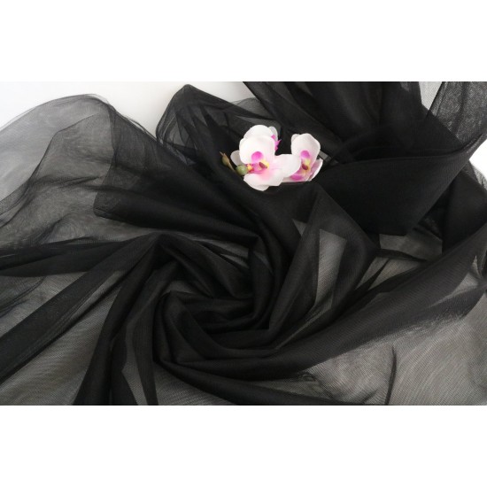 Soft Tulle Fabric, Black Colour, 118" / 3m Width Soft Tulle Fabric, Black Colour, 118" / 3m Width