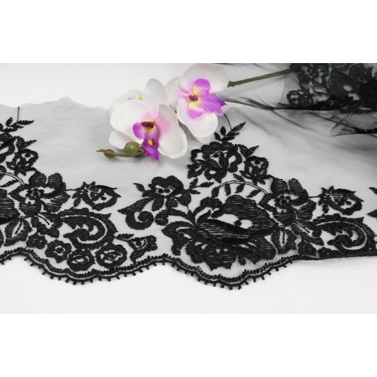 Lace Edging, Lace Trim, Black colour, 5.5" Width