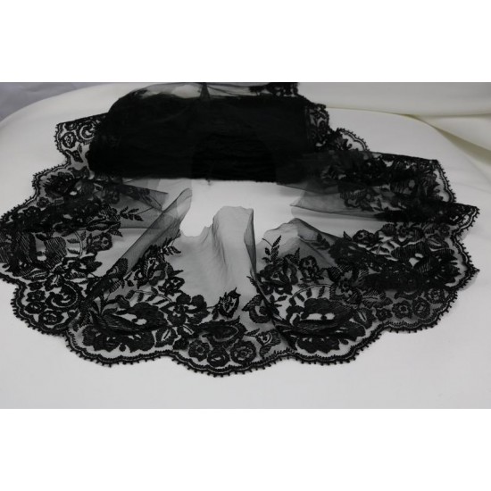 Lace Edging, Lace Trim, Black colour, 5.5" Width