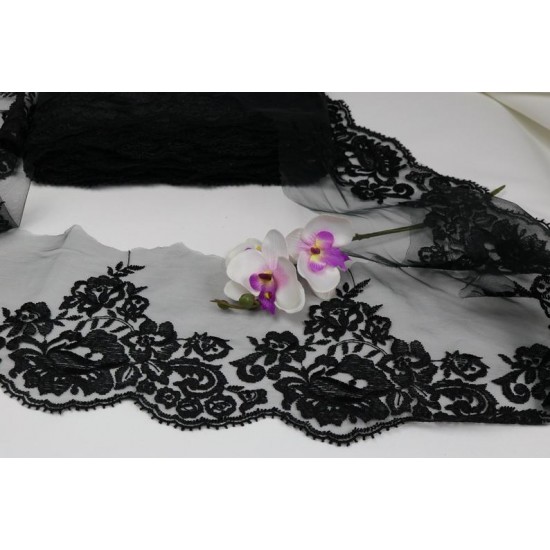 Lace Edging, Lace Trim, Black colour, 5.5" Width