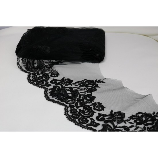 Lace Edging, Lace Trim, Black colour, 5.5" Width