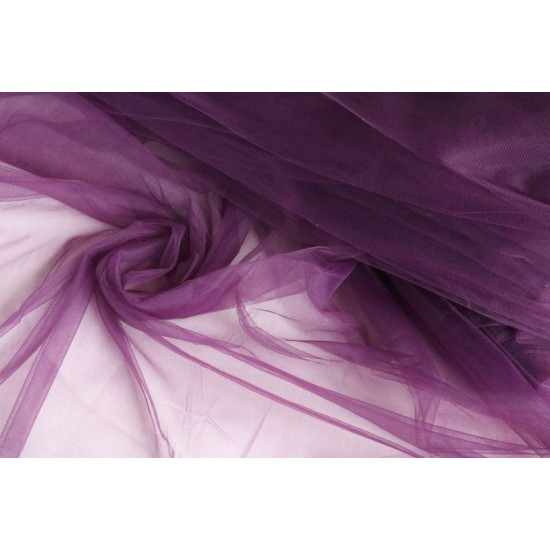 Soft Tulle Fabric, Dark Purple Colour, 118" / 3m Width 