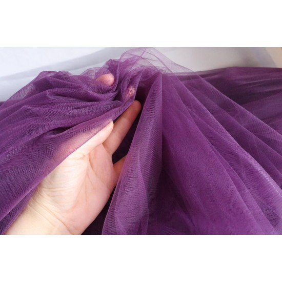 Soft Tulle Fabric, Dark Purple Colour, 118" / 3m Width 