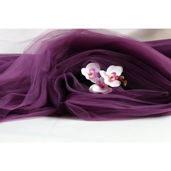 Soft Tulle Fabric, Dark Purple Colour, 118" / 3m Width 