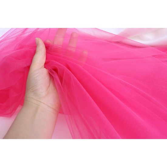 Soft Tulle Fabric, Hot Pink Colour, 118" / 3m Width Soft Tulle Fabric, Hot Pink Colour, 118" / 3m Width
