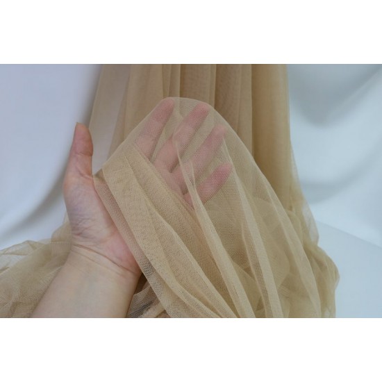 Extra Soft Italian Tulle Fabric, Beige Colour, 59"wide