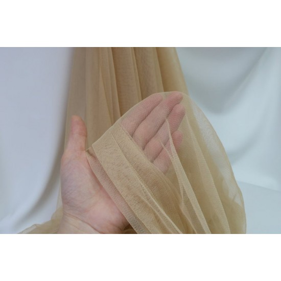 Extra Soft Italian Tulle Fabric, Beige Colour, 59"wide