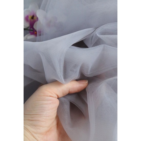 Soft Tulle Fabric, Grey Lilac, 118" / 3m Wide Soft Tulle Fabric, Grey Lilac, 118" / 3m Wide