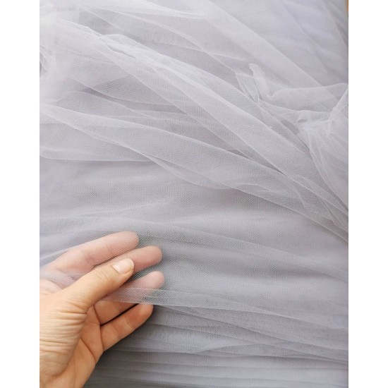 Soft Tulle Fabric, Grey Lilac, 118" / 3m Wide Soft Tulle Fabric, Grey Lilac, 118" / 3m Wide