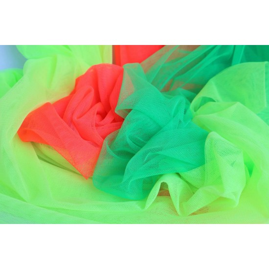 Extra Soft Italian Tulle Fabric Neon Yellow, Neon Coral, Fluorescent Green