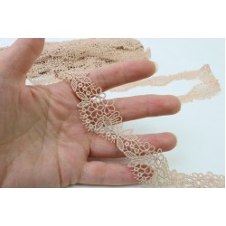 Embroidered Lace Trim, Beige colour, 1" width