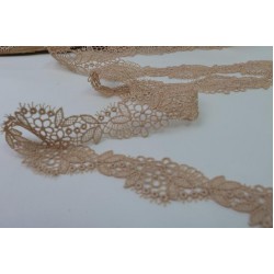 Embroidered Lace Trim, Beige colour, 1" width