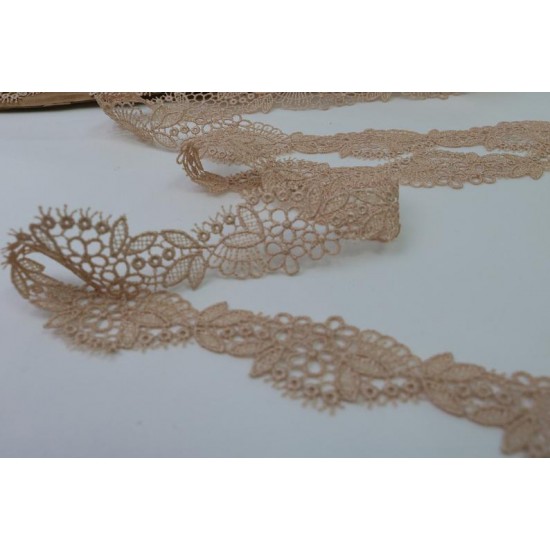Embroidered Lace Trim, Beige colour, 1" width Embroidered Lace Trim, Beige colour, 1" width