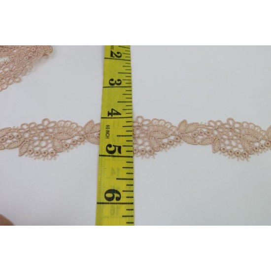 Embroidered Lace Trim, Beige colour, 1" width Embroidered Lace Trim, Beige colour, 1" width