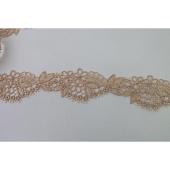 Embroidered Lace Trim, Beige colour, 1" width Embroidered Lace Trim, Beige colour, 1" width